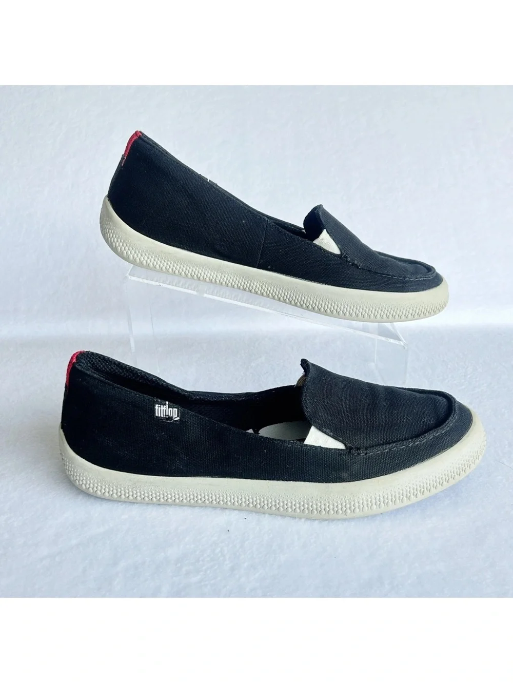 FitFlop Womens Shoes Sunny Size 11 Black Canvas Loafer Sneaker Slip On Shoes